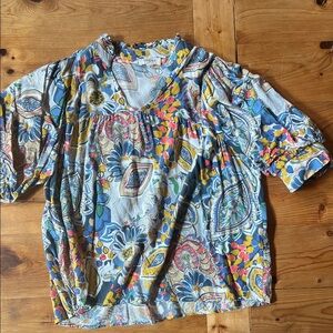 Umgee Colorful Paisley Floral Blouse